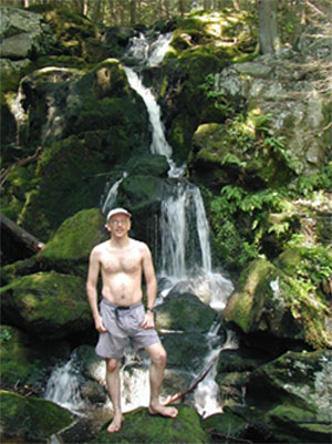 One of my favorite falls in the state. David Ellis at Prydden Brook Falls - 2002